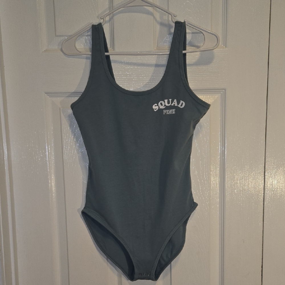 PINK Victoria's Secret Sage Green Tank Top Bodysuit